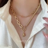 Vòng cổ mặt dây chuyền thả nước DREZEW – phong cách Châu Âu Mỹ, chuỗi xương đòn cao cấp, sang trọng, giảm giá