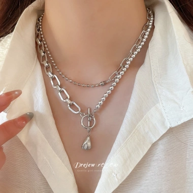 Vòng cổ mặt dây chuyền thả nước DREZEW – phong cách Châu Âu Mỹ, chuỗi xương đòn cao cấp, sang trọng, giảm giá 4