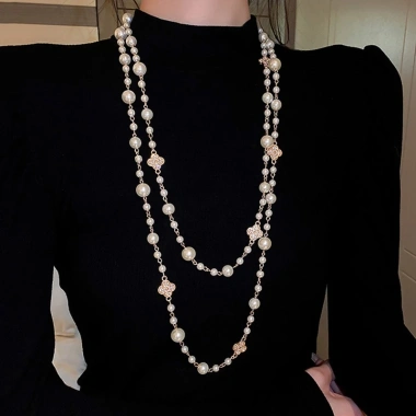 Vòng cổ ngọc HOT TREND dài nhiều lớp, hoàn hảo áo dài - Giá 69.500₫