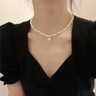 Vòng cổ ngọc trai hai lớp chất lượng cao, quà tặng mùa hè cho bạn gái