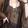 Vòng cổ nữ Vintage Bohemian dây dài gốm phong cách dân tộc Trung Quốc giá ưu đãi 4
