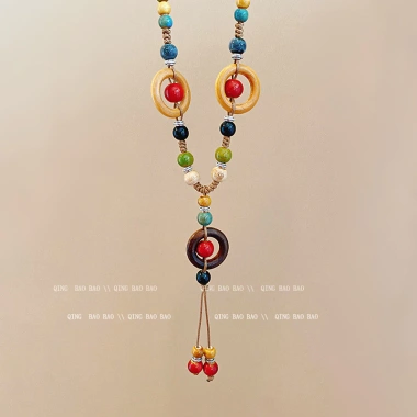 Vòng cổ nữ Vintage Bohemian dây dài gốm phong cách dân tộc Trung Quốc giá ưu đãi 6 Vòng cổ nữ Vintage Bohemian dây dài gốm phong cách dân tộc Trung Quốc giá ưu đãi 6