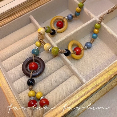 Vòng cổ nữ Vintage Bohemian dây dài gốm phong cách dân tộc Trung Quốc giá ưu đãi 7 Vòng cổ nữ Vintage Bohemian dây dài gốm phong cách dân tộc Trung Quốc giá ưu đãi 7