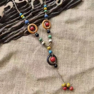 Vòng cổ nữ Vintage Bohemian dây dài gốm phong cách dân tộc Trung Quốc giá ưu đãi 9 Vòng cổ nữ Vintage Bohemian dây dài gốm phong cách dân tộc Trung Quốc giá ưu đãi 9