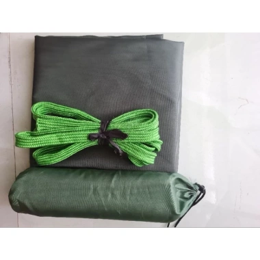 Võng dù 2 lớp 2,1m x 1,4m - tặng túi + 4m dây dù bóng, 5 màu xanh đen, rằn ri, xanh rêu, đen, đỏ đô - Giá 80.000đ 4