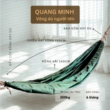 Võng Dù 2 lớp xanh oliu 4m dây 0.5kg - Không khung, siêu nhẹ, giá ưu đãi 56.610 VND 5