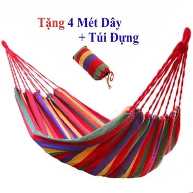 Võng du lịch cắm trại dã ngoại 7 màu vải đan kèm 4m dây buộc FERADO - 69.000₫