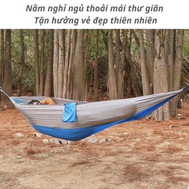 Võng du lịch camping dã ngoại Polyester 270x140cm, thoáng mát, kèm móc dây túi gập gọn chỉ 188.000₫