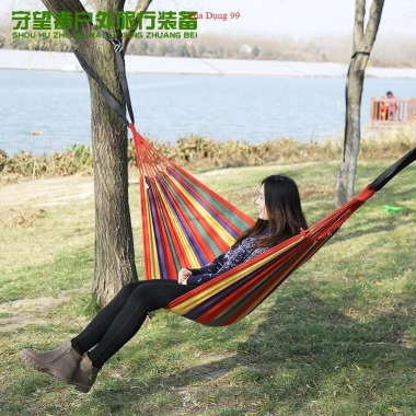 Võng Du Lịch Canvas 280cm - Đan Sợi Vải, Kèm Túi & Dây, Nhẹ Cho Cắm Trại Dã Ngoại 3