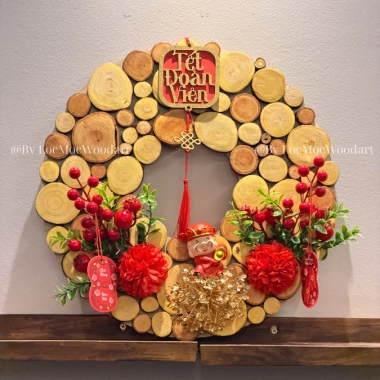 Vòng gỗ Phú Quý Tài Lộc May Mắn - Trang trí Tết 2.024, Decor nhà, Giá ưu đãi 335.000 VND