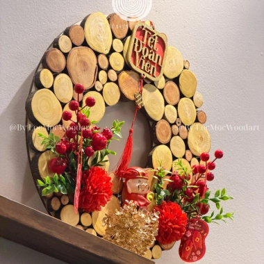 Vòng gỗ Phú Quý Tài Lộc May Mắn - Trang trí Tết 2.024, Decor nhà, Giá ưu đãi 335.000 VND
