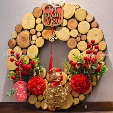 Vòng gỗ Phú Quý Tài Lộc May Mắn - Trang trí Tết 2.024, Decor nhà, Giá ưu đãi 335.000 VND