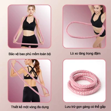 Vòng lắc eo lò xo giảm mỡ bụng, nhỏ gọn bọc mềm không đau, cho người mới tập, giá 109k
