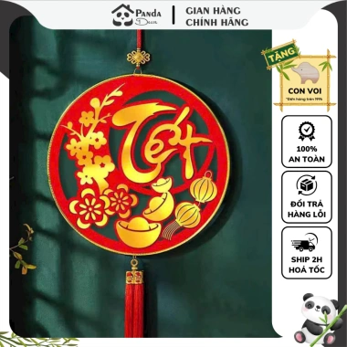 Vòng Liễn Decor Panda Bảng Gỗ Trang Trí Tết Xinh, Đa Mẫu, Tặng Bao Lì Xì, 77.000 VND