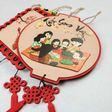 Vòng Liễn Decor Panda Bảng Gỗ Trang Trí Tết Xinh, Đa Mẫu, Tặng Bao Lì Xì, 77.000 VND