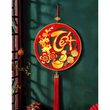 Vòng Liễn Decor Panda Bảng Gỗ Trang Trí Tết Xinh, Đa Mẫu, Tặng Bao Lì Xì, 77.000 VND