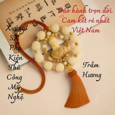 Vòng Liên Hoa Phật Thích Ca Gỗ Hoàng Dương Trang trí ô tô, mang bình an, chỉ 60.600đ
