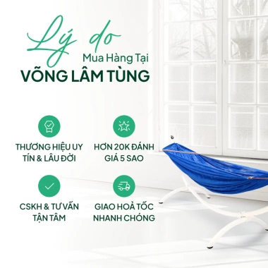 Võng lưới 130x250/160x250cm, cán thép 60cm, Lâm Tùng cao cấp, siêu dày, khoen lớn - Giá 150.000 VND