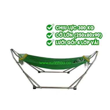 Võng Lưới 2 Lớp Cao Cấp Xuân Hoà, Gối kèm, 250x50cm, Giá ưu đãi 250.000₫