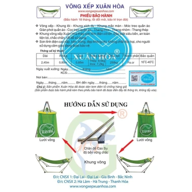 Võng Lưới 2 Lớp Cao Cấp Xuân Hoà, Gối kèm, 250x50cm, Giá ưu đãi 250.000₫