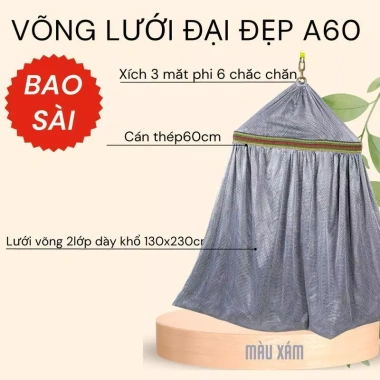 Võng lưới cán thép cao cấp 2 lớp 220cm đa dụng - Giá giảm 105k, không khung