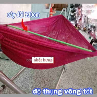 Võng Lưới Cột 2 Đầu Loại Lớn, Vải Dày Cao Cấp - Tặng Chổi Quét Bụi, Giá 135.000₫ 2