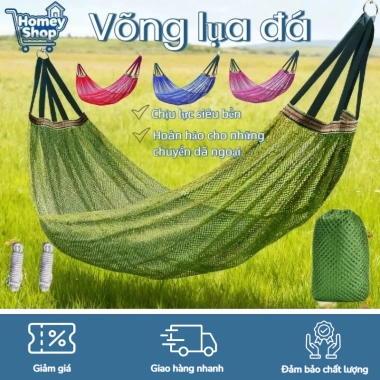 Võng lưới lụa băng gấp cao cấp, tải trọng 250kg, du lịch dã ngoại, giảm giá 99.750₫