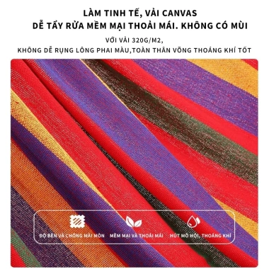 Võng MUZEE Canvas Đan Sợi Nhiều Màu - Chống Lật, Kèm Túi Dây, Dễ Cắm Trại Dã Ngoại 8