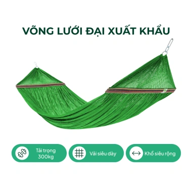 Võng nằm cao cấp Lâm Tùng - Lưới đại cán thép, vải xuất khẩu 2 lớp, khổ rộng thoáng mát, siêu bền 168k