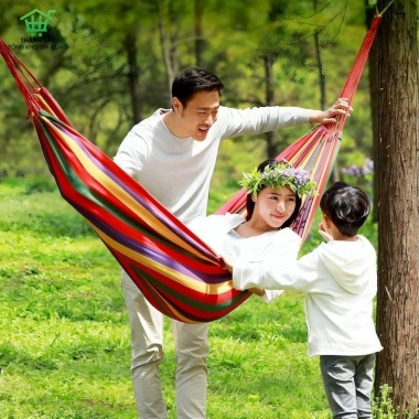 Võng sợi vải đan 280cm đa năng - Cắm trại, du lịch, camping, tặng túi & dây, giá ưu đãi 78.857 VND