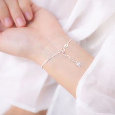 Vòng Tay Bạc 925 Nữ Đá Phong Thủy Tự Nhiên Charm Bi Mini Xinh TSJL89 171.403 VND