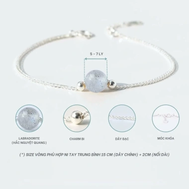 Vòng Tay Bạc 925 Nữ Đá Phong Thủy Tự Nhiên Charm Bi Mini Xinh TSJL89 171.403 VND