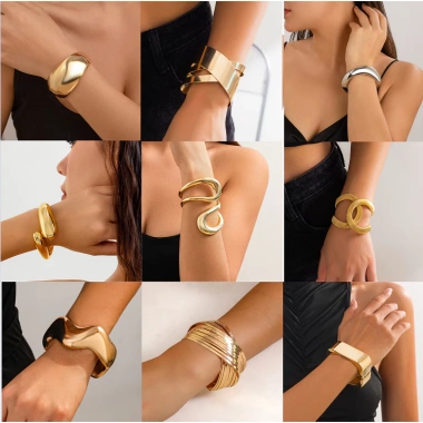 Vòng Tay Bản To Phong Cách Âu Mỹ Trang Sức Tay Thời Trang Tối Giản Giá Chỉ 54.000đ