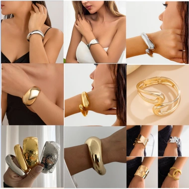 Vòng Tay Bản To Phong Cách Âu Mỹ Trang Sức Tay Thời Trang Tối Giản Giá Chỉ 54.000đ