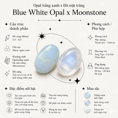 Vòng tay nữ bạc s925 đá mắt mèo trắng Moonstone May mắn sức khỏe KC07 KILIG CHARM 195k
