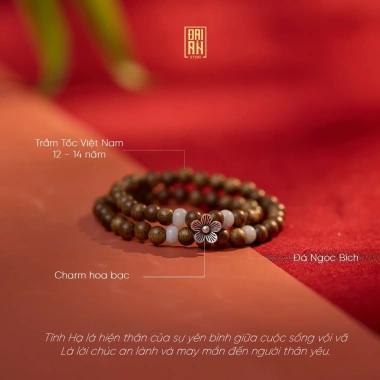 Vòng tay Trầm Hương Tĩnh Hạ Trầm Việt Nam, hoa bạc, đá tự nhiên, giảm 17% 8