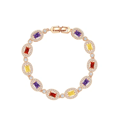 Vòng tay zircon hình bầu dục đa màu sắc, thời trang sang trọng, cá tính cho quý cô 5