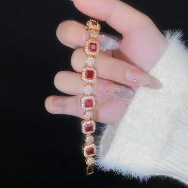 Vòng tay zircon hình bầu dục đa màu sắc, thời trang sang trọng, cá tính cho quý cô 7