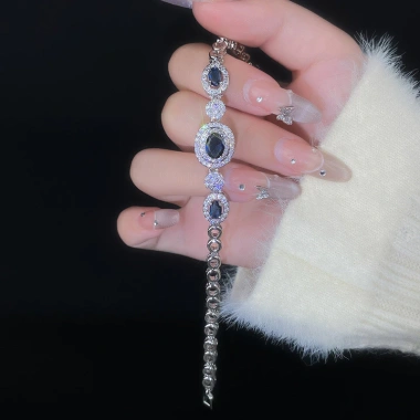 Vòng tay zircon hình bầu dục đa màu sắc, thời trang sang trọng, cá tính cho quý cô 8