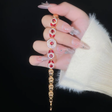 Vòng tay zircon hình bầu dục đa màu sắc, thời trang sang trọng, cá tính cho quý cô 9