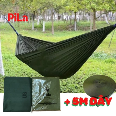 Võng Vải Dù Thái Lan Rằn Ri 2 lớp - Túi rút đi kèm, dây dù 5m, giảm giá 75k