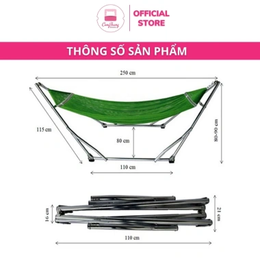 Võng Xếp TRƯỜNG NGA Khung Sơn Tĩnh Điện Phi 32 + Lưới - Chịu 150kg - Giá 495k 2