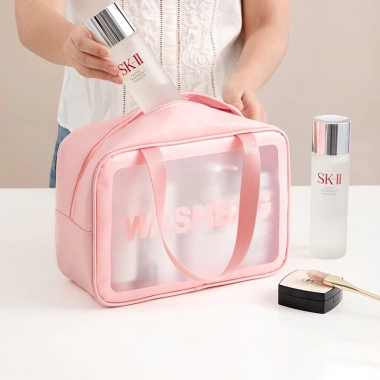 Washbag túi đựng mỹ phẩm có quai chống thấm nước, trong suốt, phù hợp du lịch & bơi - Giá 30.600₫