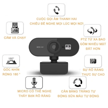 Webcam JBLue 2K/1.080P Livestream USB, mic giảm ồn, trợ sáng tốt, giá ưu đãi 135k