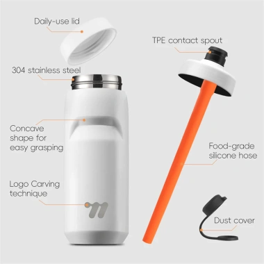 WEST BIKING Bình Nước Cách Nhiệt Thép 550ml – Ống Silicon, Di động, Xe Đạp Trời 7