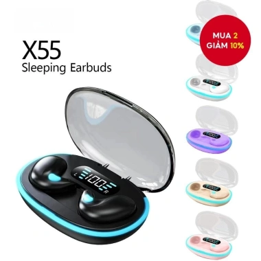 X55 Tai Nghe Bluetooth 5.3 TWS Mini Không Dây, Chống Nước IPX5, Giảm Tiếng Ồn, LED, Nhẹ Ngủ Thoải Mái - Giá 76.999đ