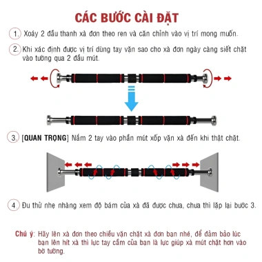 Xà Đơn Gắn Cửa Treo Tường Cao Cấp: Tập Gym, Cơ Bụng, Thể Hình, Nhiều Kích Thước, Giá 125.000₫ 2