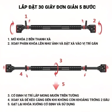 Xà Đơn Gắn Cửa Treo Tường Cao Cấp: Tập Gym, Cơ Bụng, Thể Hình, Nhiều Kích Thước, Giá 125.000₫ 9