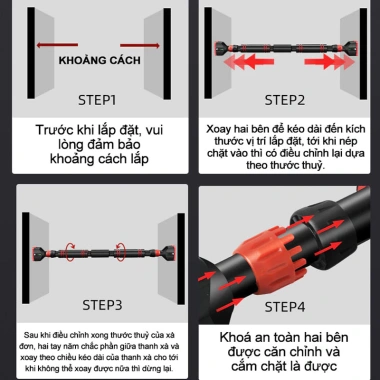 Xà đơn treo tường 60-160cm gắn cửa, chịu tải mạnh, miễn lắp đặt - Tập tại nhà 85.000₫
