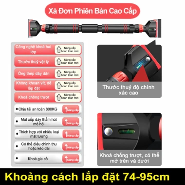 Xà đơn treo tường 60-160cm gắn cửa, chịu tải mạnh, miễn lắp đặt - Tập tại nhà 85.000₫